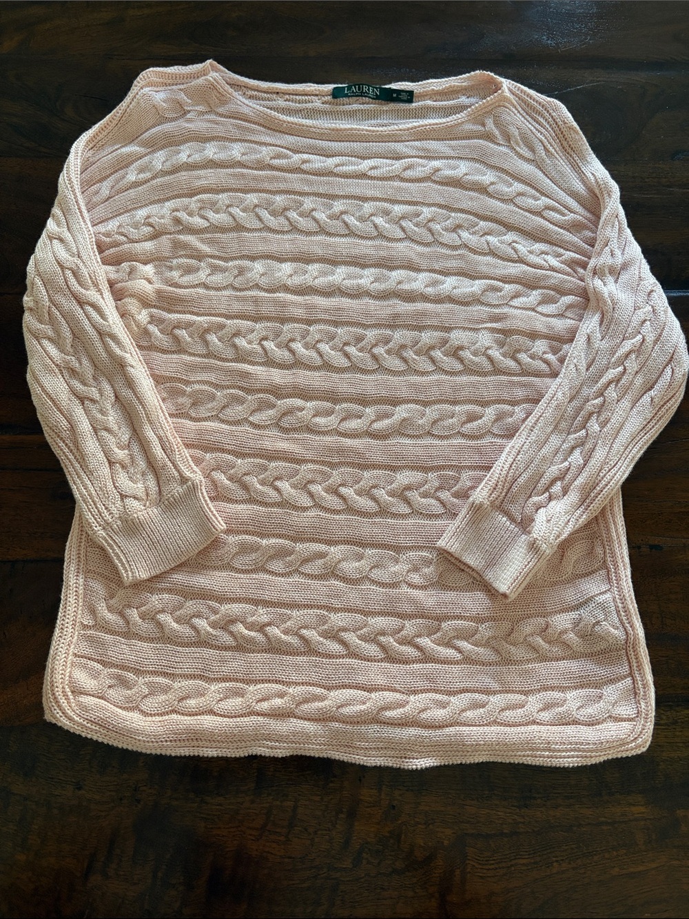 Lauren Ralph Lauren Blush Cable Knit Crewneck Sweater